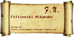 Foltinszki Nikander névjegykártya